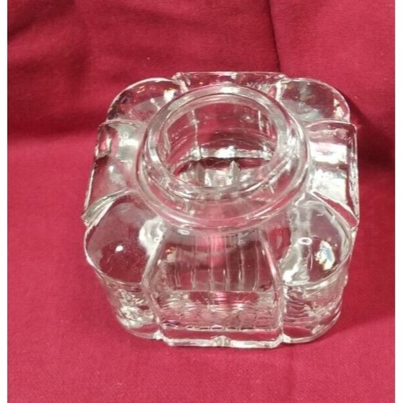 Vintage Early American Crystal Glass Block Ink Well Art Deco Bevel Cut - Picture 2 of 5
